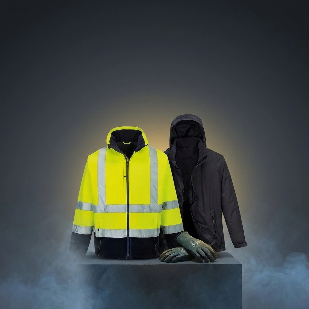 Coleção de fardamento e vestuário laboral de inverno para empresas: parkas impermeáveis e alta visibilidade JCR